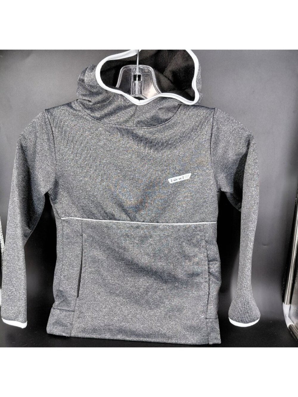 Girls 5-6 Gray Fleece Pullover Kangaroo Pocket Long Sleeve Athletic Sweatshirt